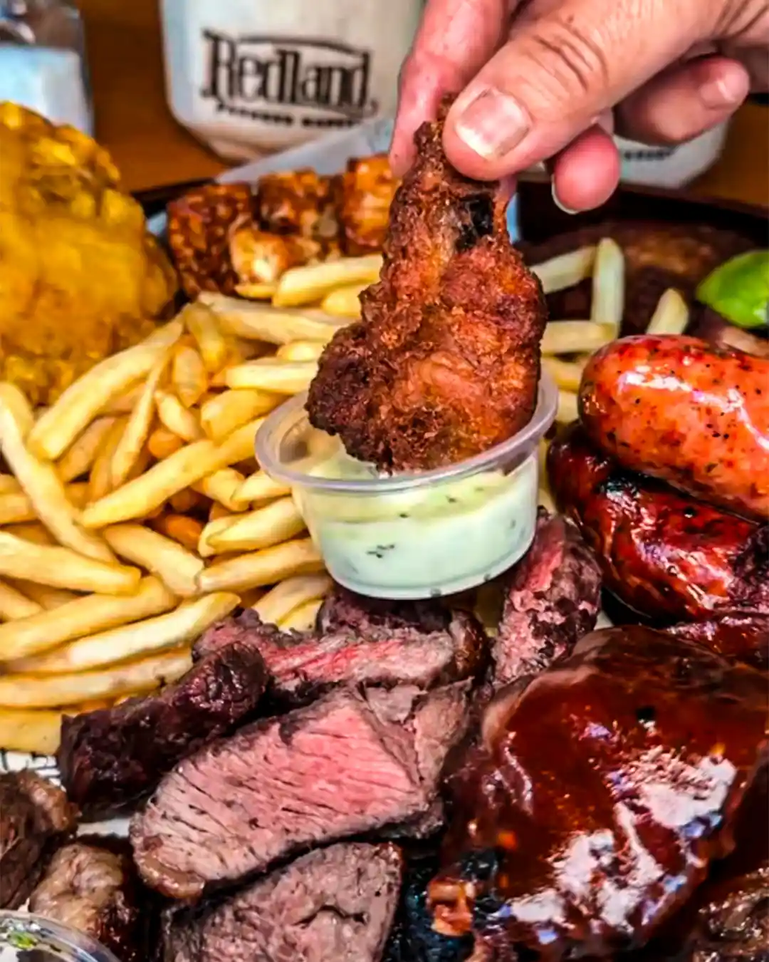 muslos de pollo con carne asada en redland farmes market florida